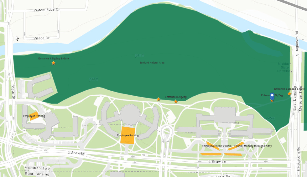 Sanford Natural Area, Entrance 4, Location Map